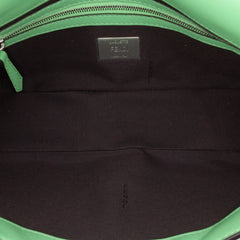 Medium Leather Embossed FF Baguette Satchel