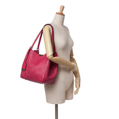 Small Embossed Grain Check Leather Canterbury Tote