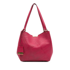 Small Embossed Grain Check Leather Canterbury Tote