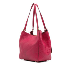 Small Embossed Grain Check Leather Canterbury Tote