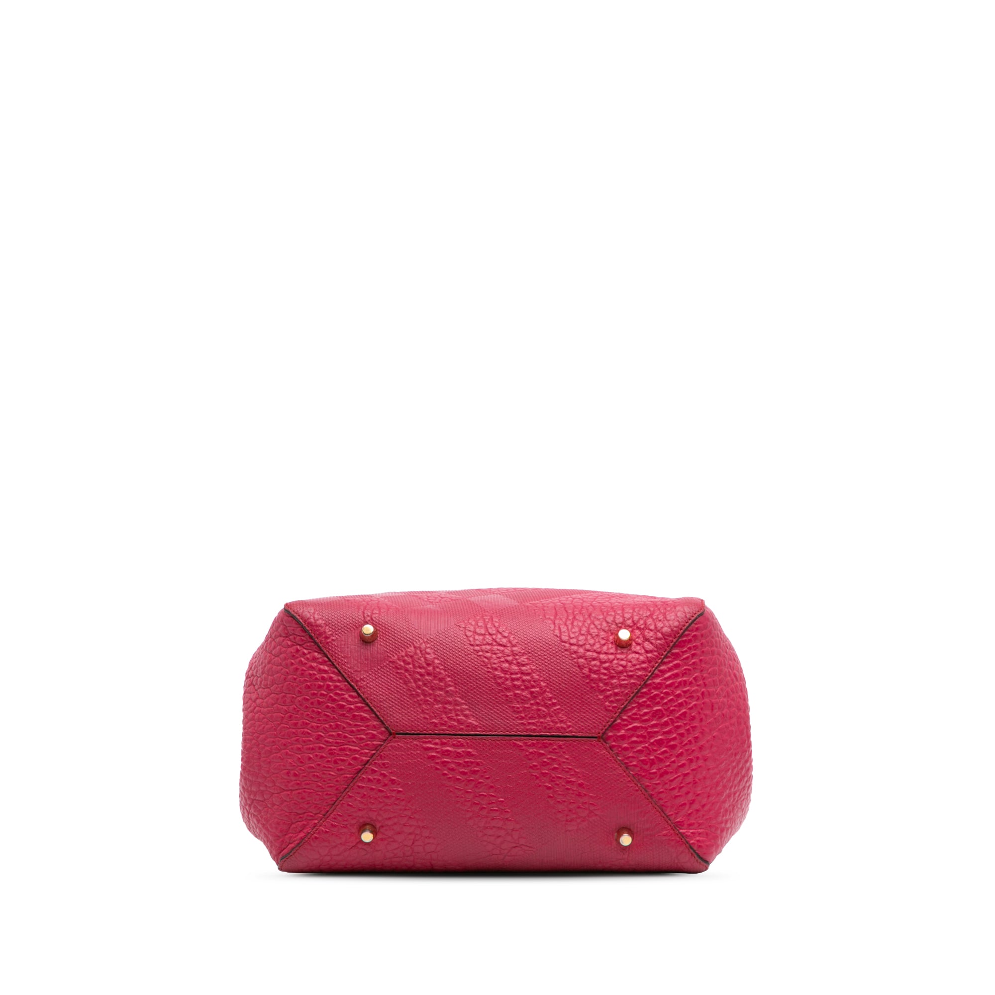 Small Embossed Grain Check Leather Canterbury Tote