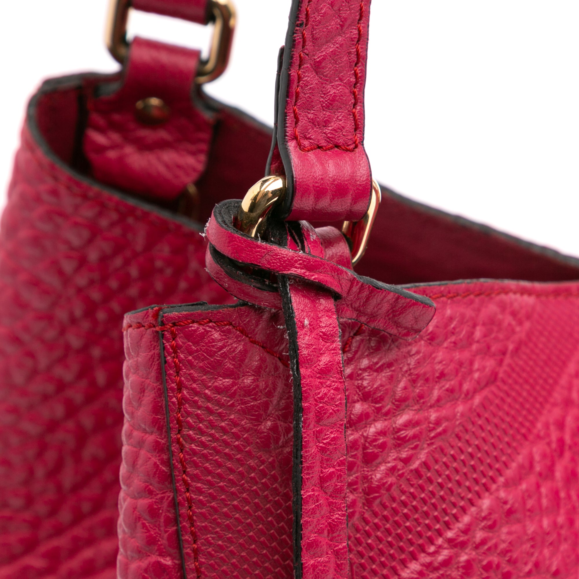Small Embossed Grain Check Leather Canterbury Tote
