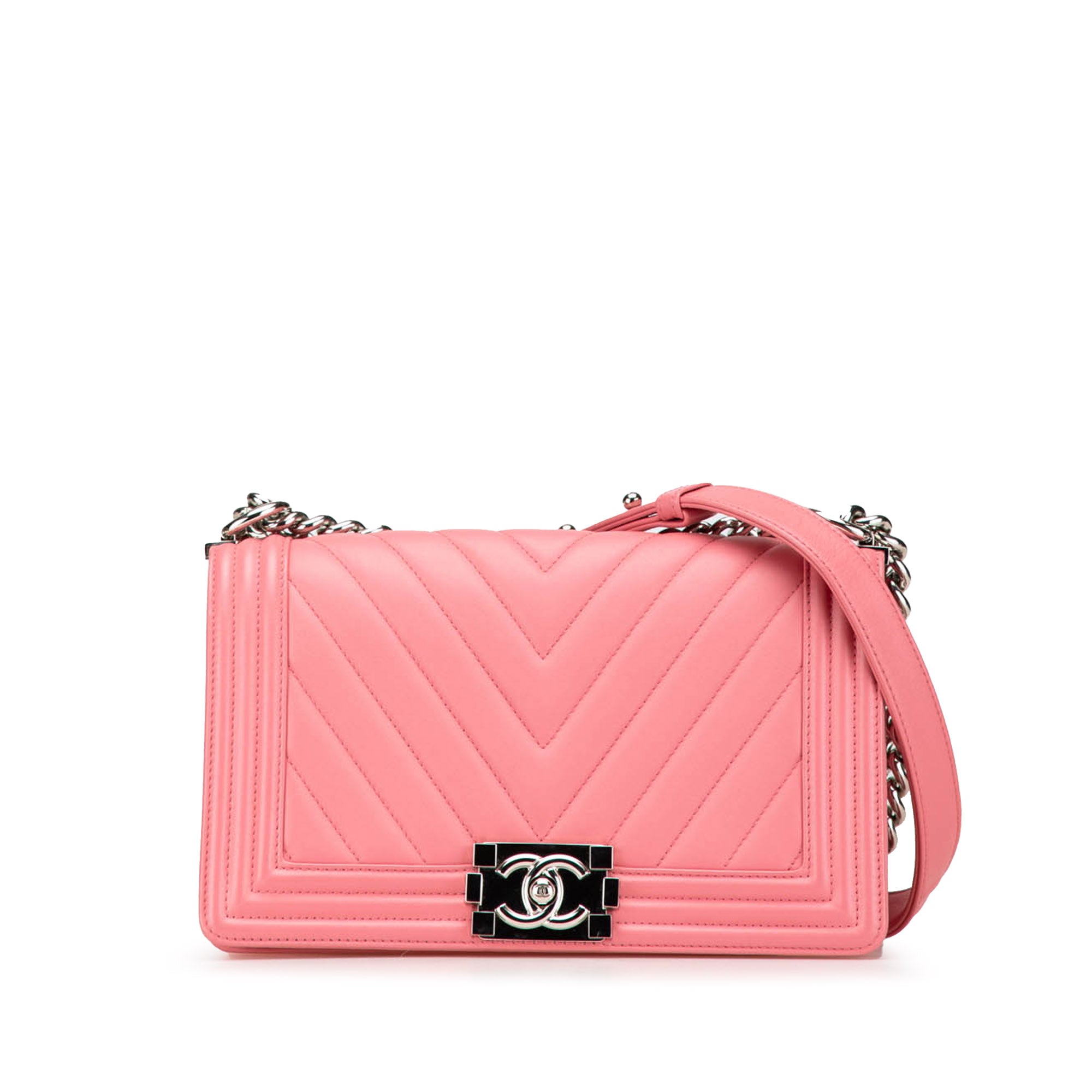 Old Medium Chevron Lambskin Boy Flap