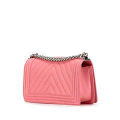 Old Medium Chevron Lambskin Boy Flap