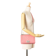 Old Medium Chevron Lambskin Boy Flap