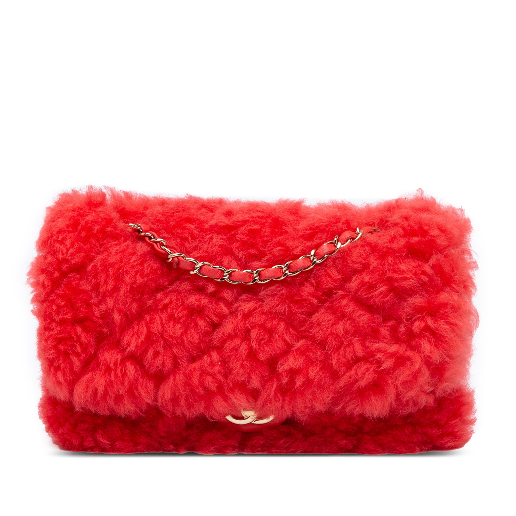 CC Faux Fur and Quilted Lambskin Single Flap