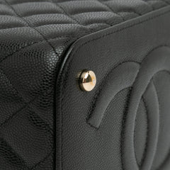 CC Quilted Caviar Top Handle Vanity Case with Chain