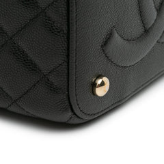 CC Quilted Caviar Top Handle Vanity Case with Chain