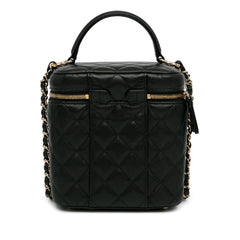 CC Quilted Caviar Top Handle Vanity Case with Chain