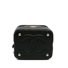 CC Quilted Caviar Top Handle Vanity Case with Chain