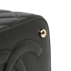 CC Quilted Caviar Top Handle Vanity Case with Chain