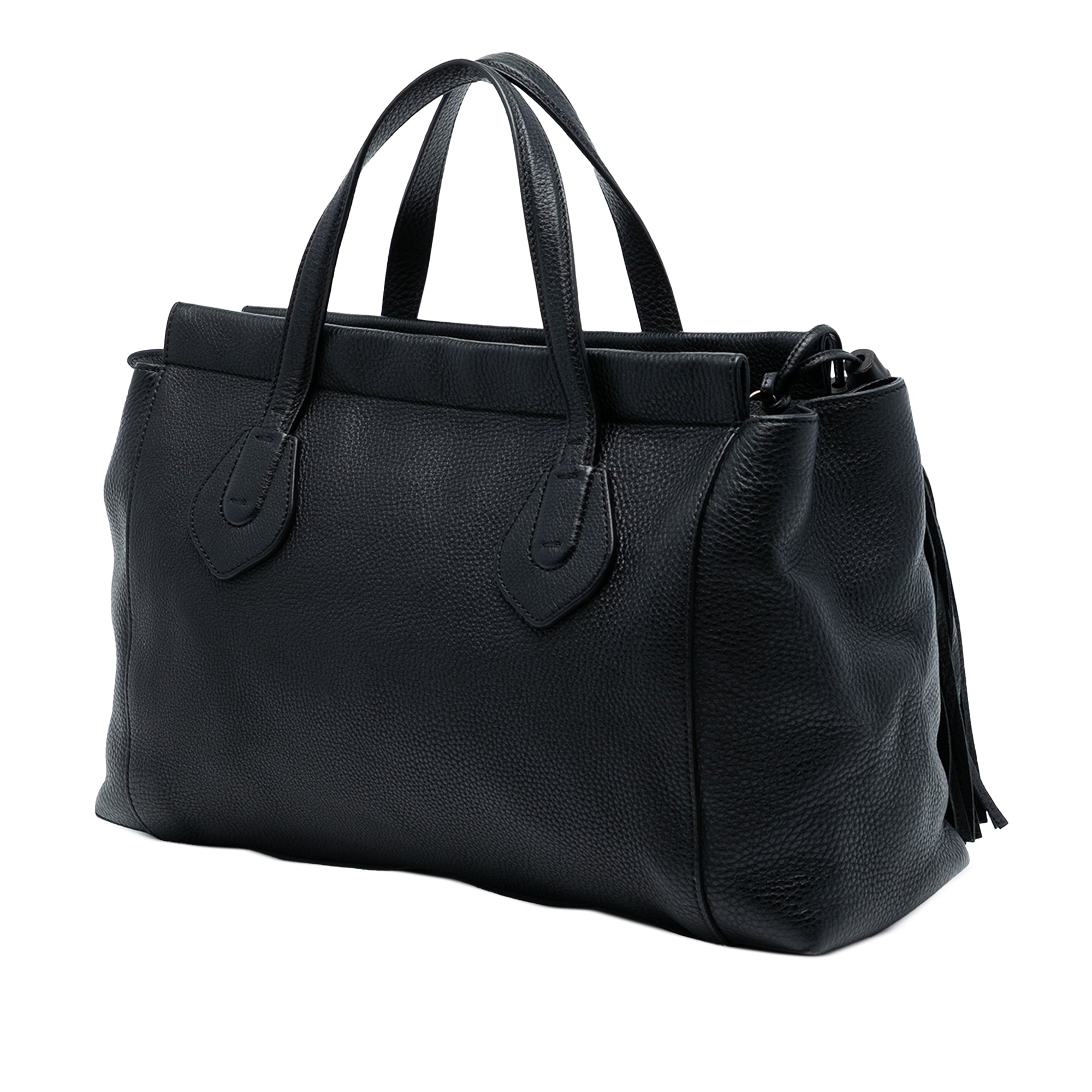 Leather Lady Tassel Top Handle Bag