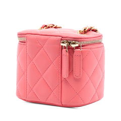 Mini Quilted Lambskin Pearl Crush Vanity Case With Chain