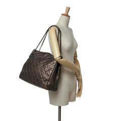 Large Quilted Iridescent Caviar Chic Tall Shopping Tote