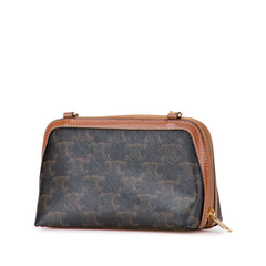 Triomphe Coated Canvas Embroidered Logo Clutch On Chain