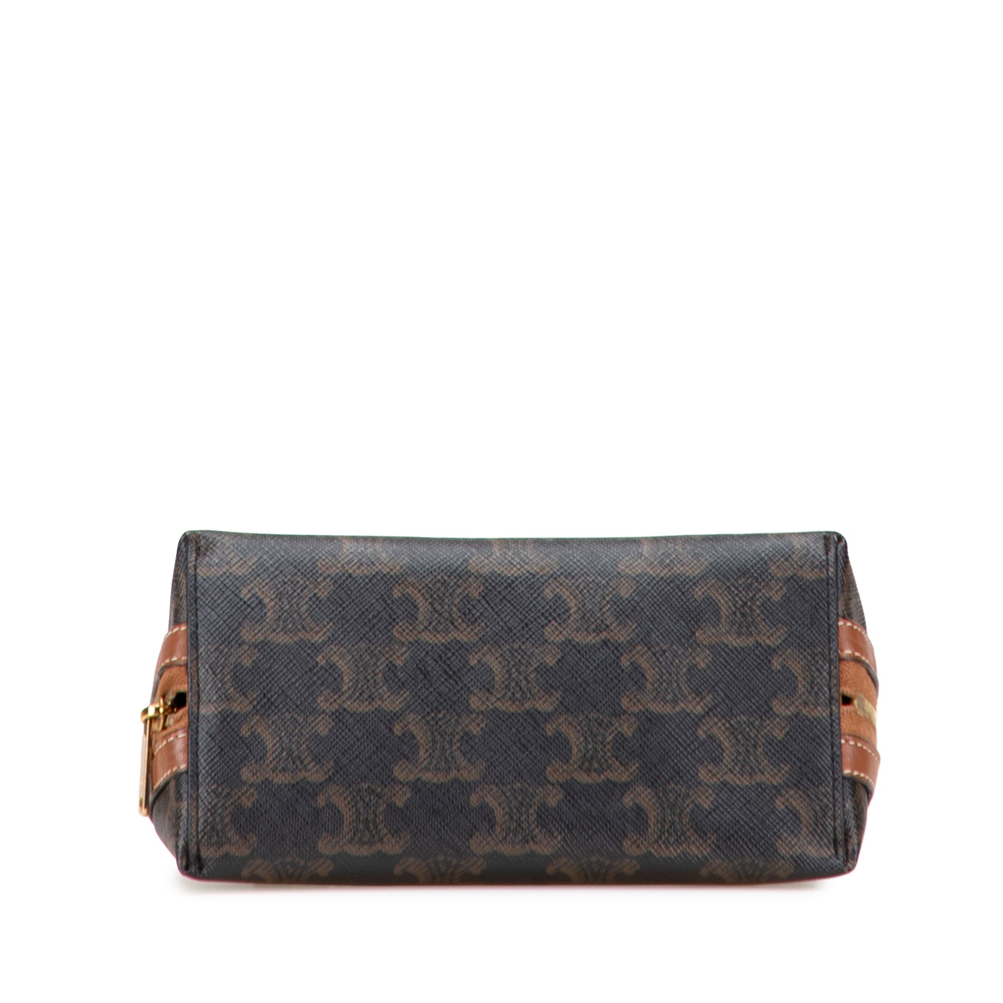 Triomphe Coated Canvas Embroidered Logo Clutch On Chain