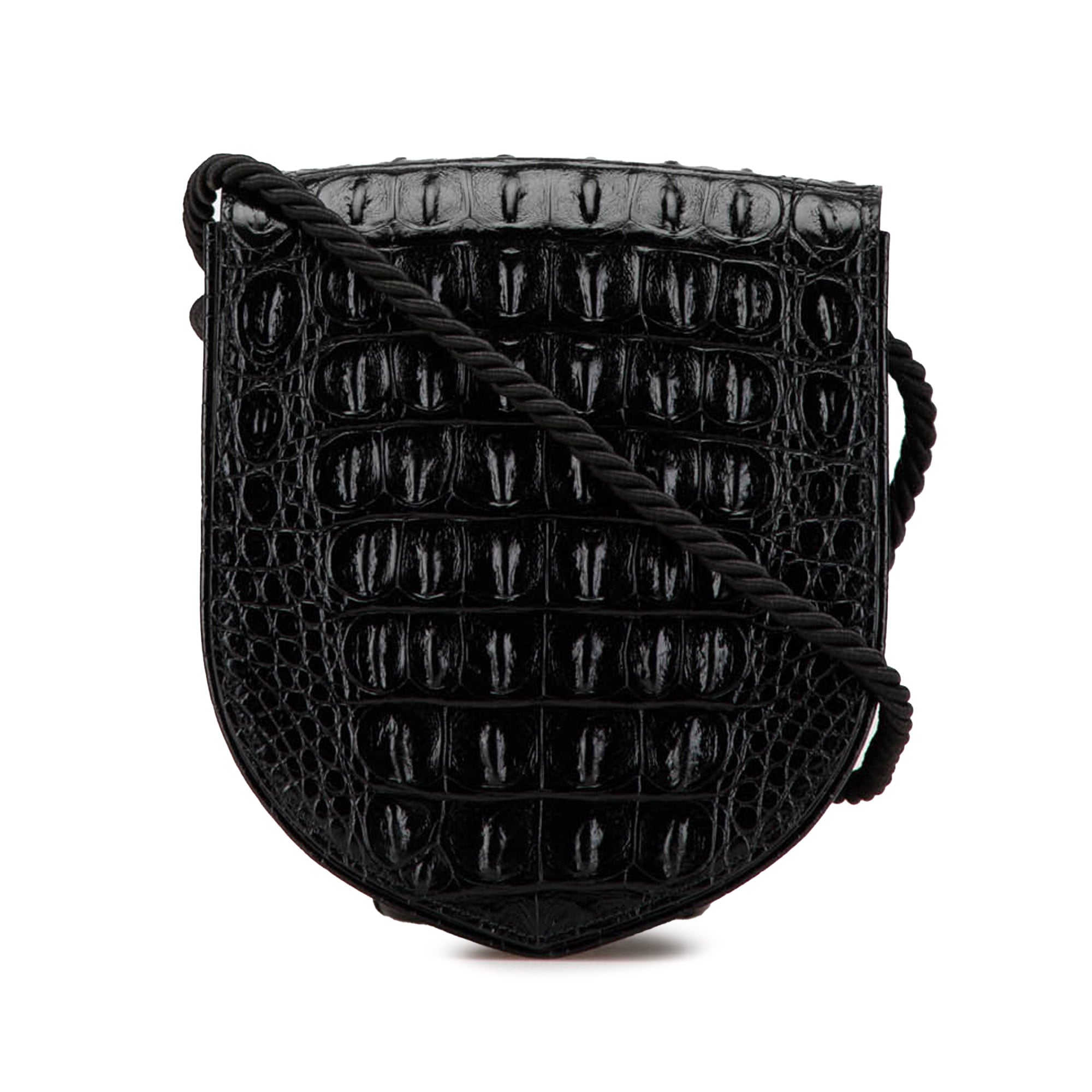 Croc Embossed Leather Ecusson Flap Crossbody