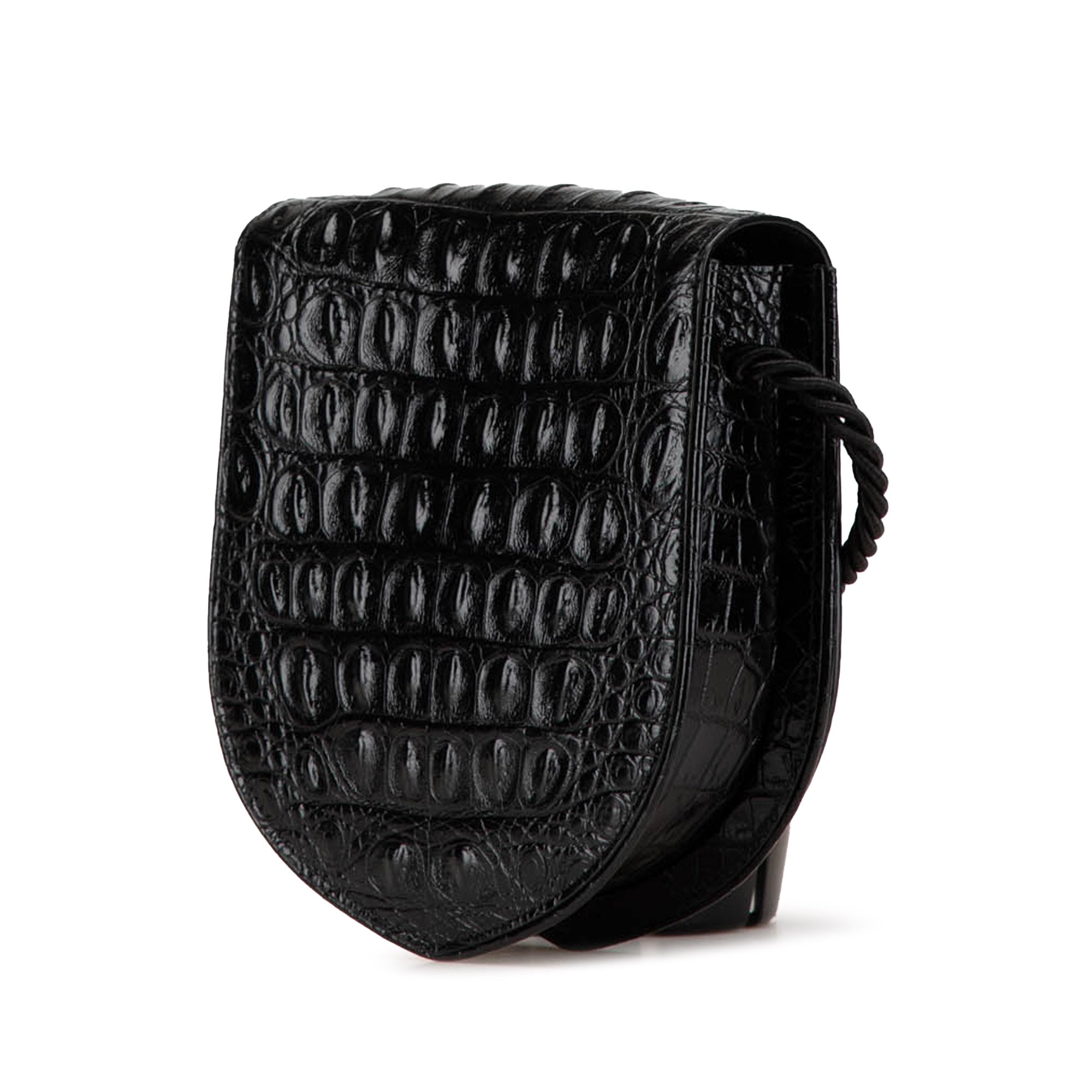 Croc Embossed Leather Ecusson Flap Crossbody