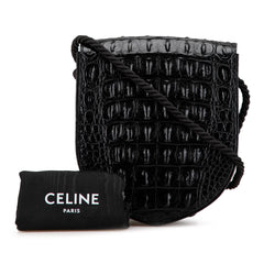 Croc Embossed Leather Ecusson Flap Crossbody