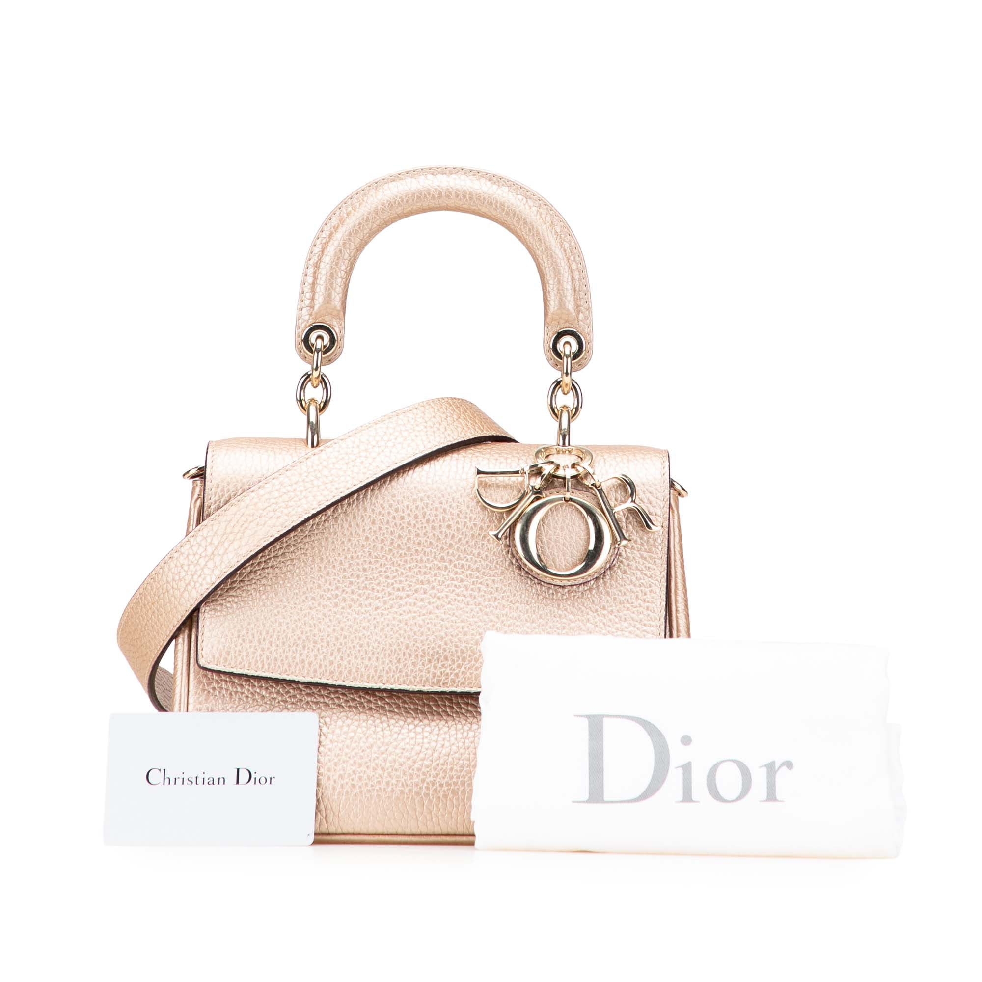 Mini Metallic Grained Calfskin Be Dior Flap