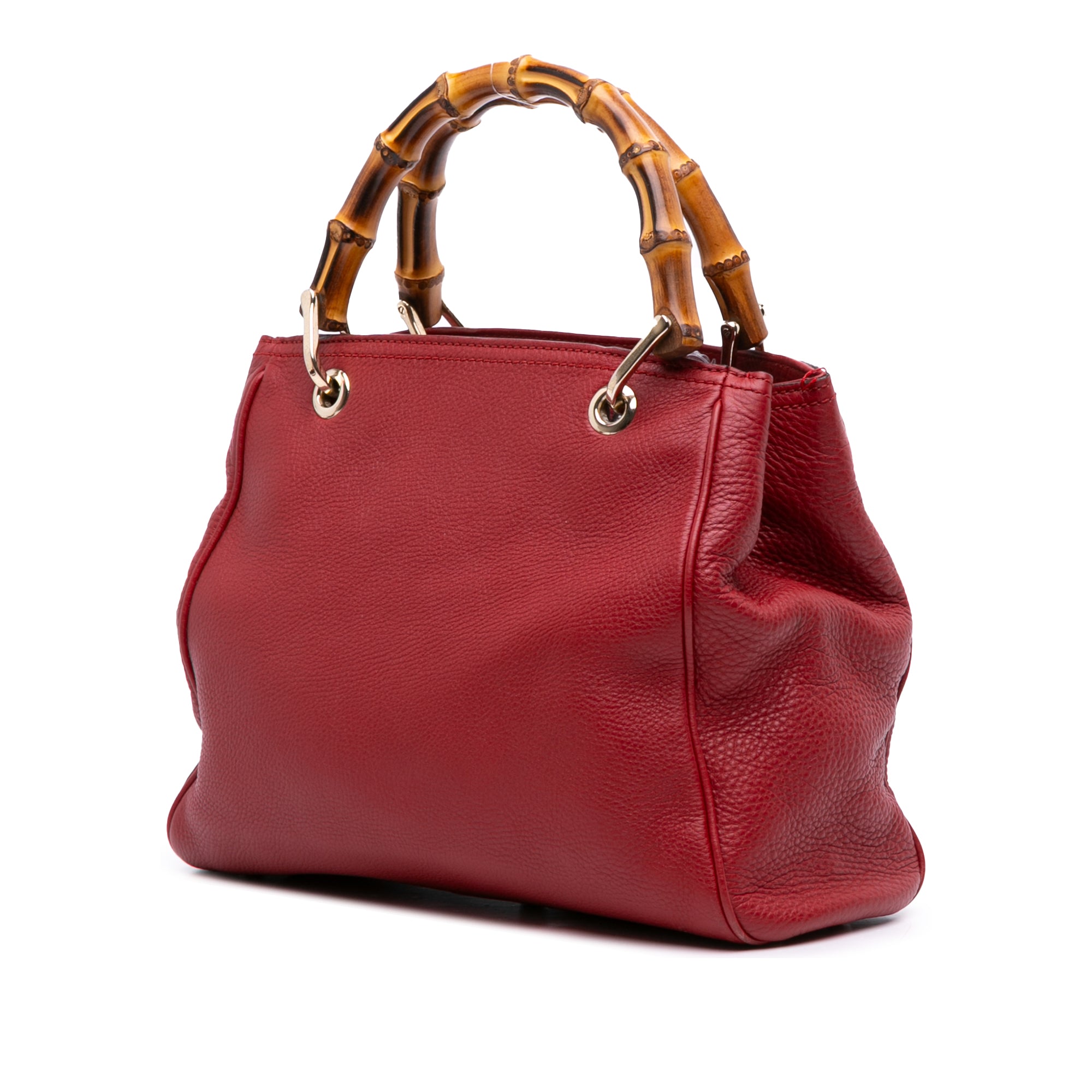 Small Calfskin Bamboo Shopper Satchel