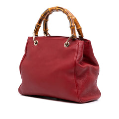 Small Calfskin Bamboo Shopper Satchel
