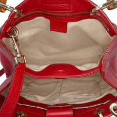 Small Calfskin Bamboo Shopper Satchel