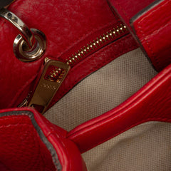 Small Calfskin Bamboo Shopper Satchel