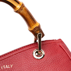 Small Calfskin Bamboo Shopper Satchel