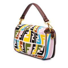 Sarah Coleman Zucca Embroidered Canvas Fish Eye Vertigo Baguette Satchel