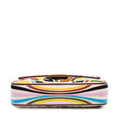 Sarah Coleman Zucca Embroidered Canvas Fish Eye Vertigo Baguette Satchel