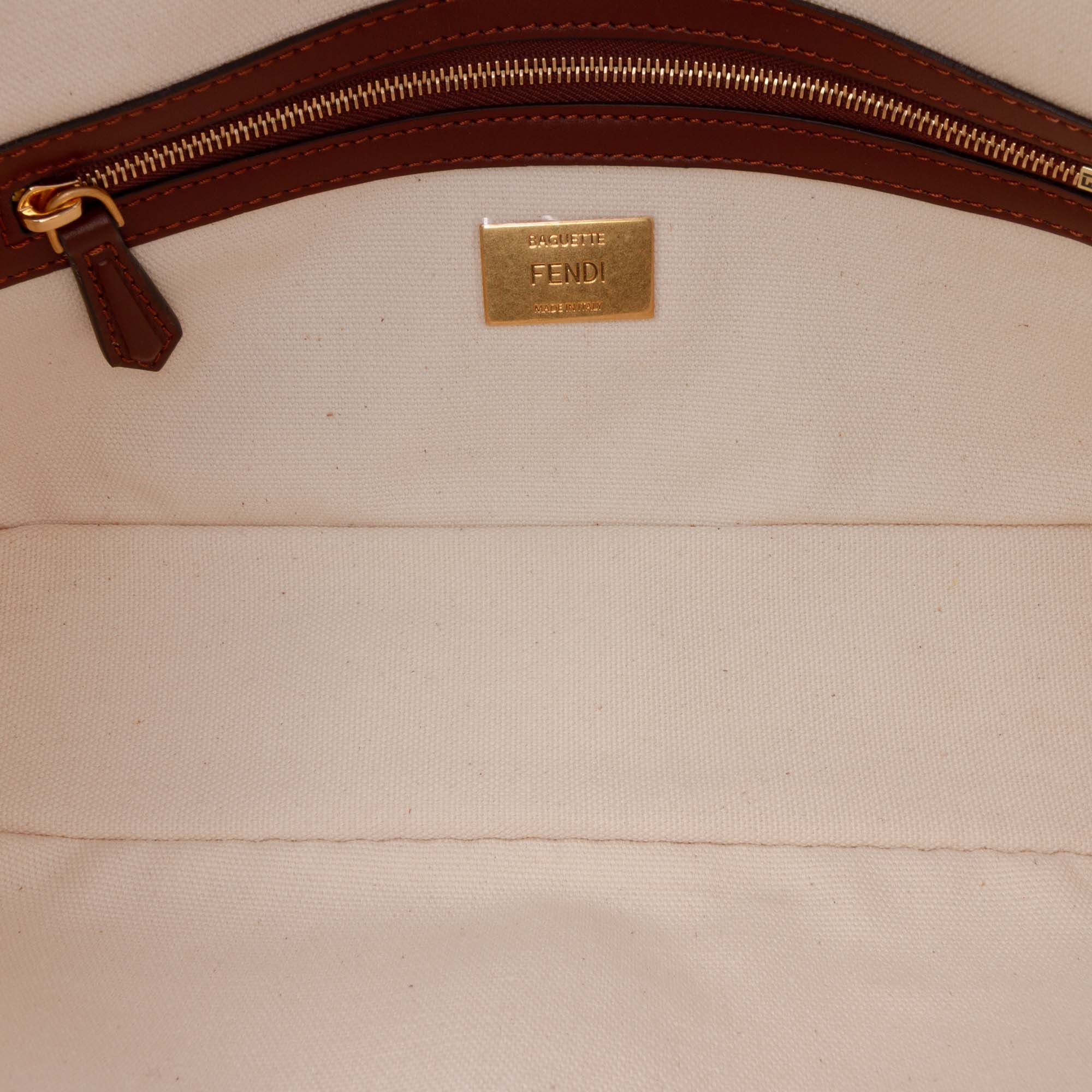 Sarah Coleman Zucca Embroidered Canvas Fish Eye Vertigo Baguette Satchel