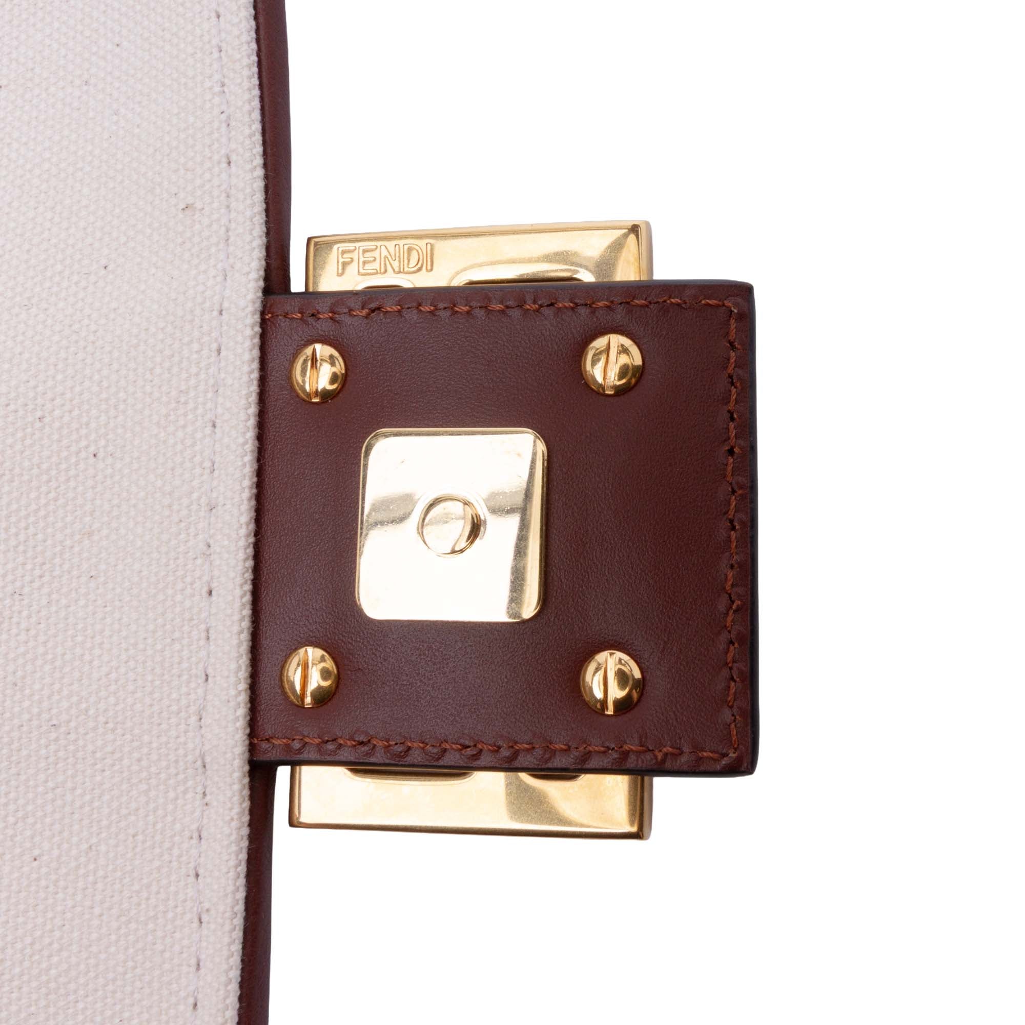 Sarah Coleman Zucca Embroidered Canvas Fish Eye Vertigo Baguette Satchel