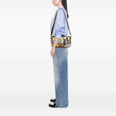 Sarah Coleman Zucca Embroidered Canvas Fish Eye Vertigo Baguette Satchel