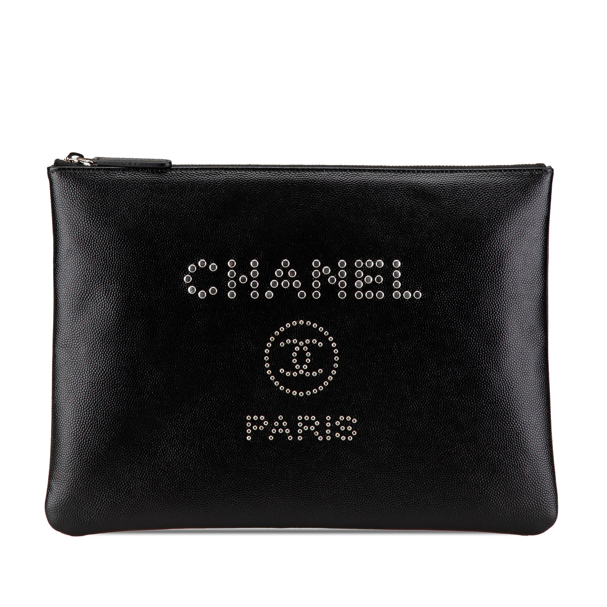 Medium Caviar Deauville Studded O Case Clutch
