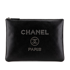 Medium Caviar Deauville Studded O Case Clutch