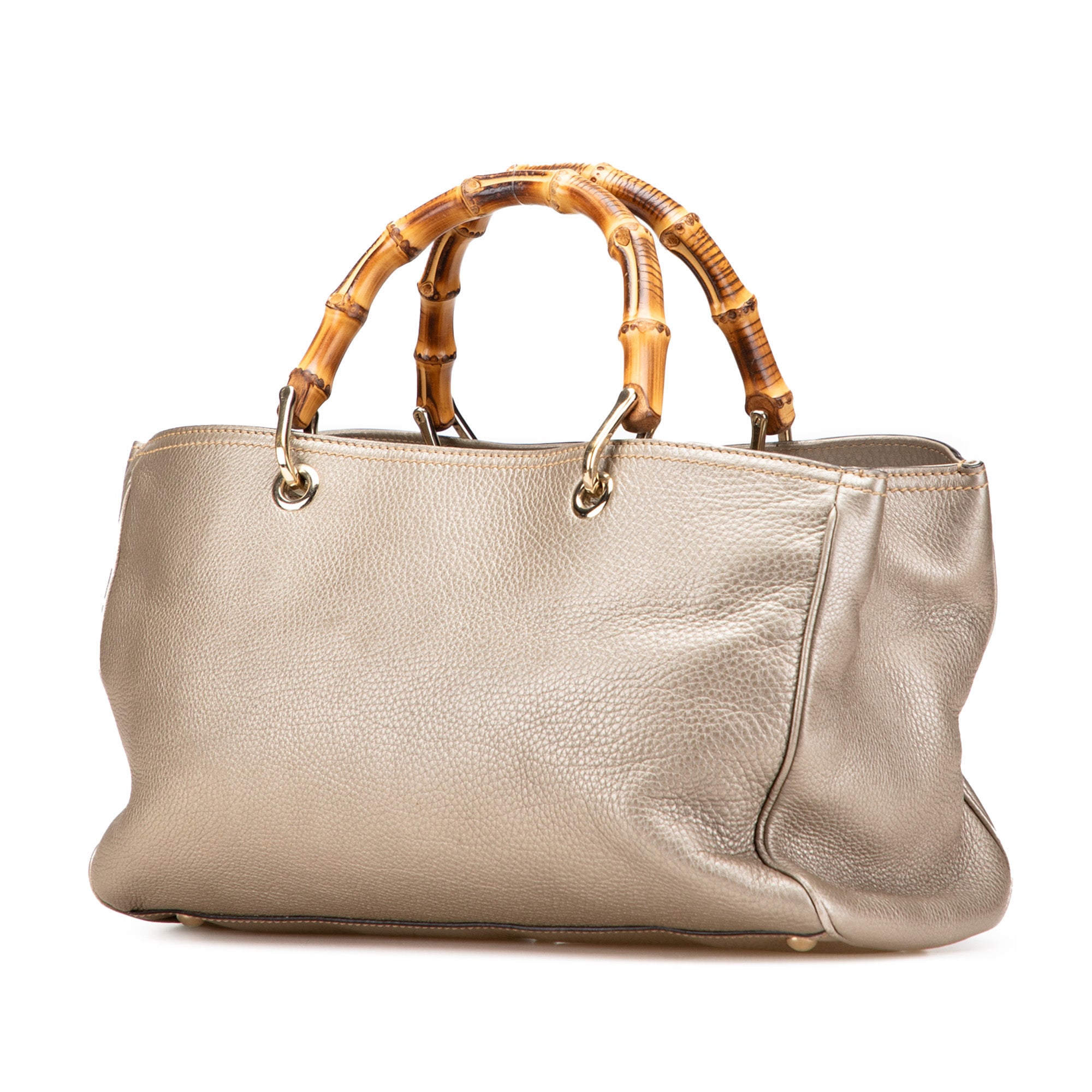 Medium Calfskin Bamboo Shopper Satchel