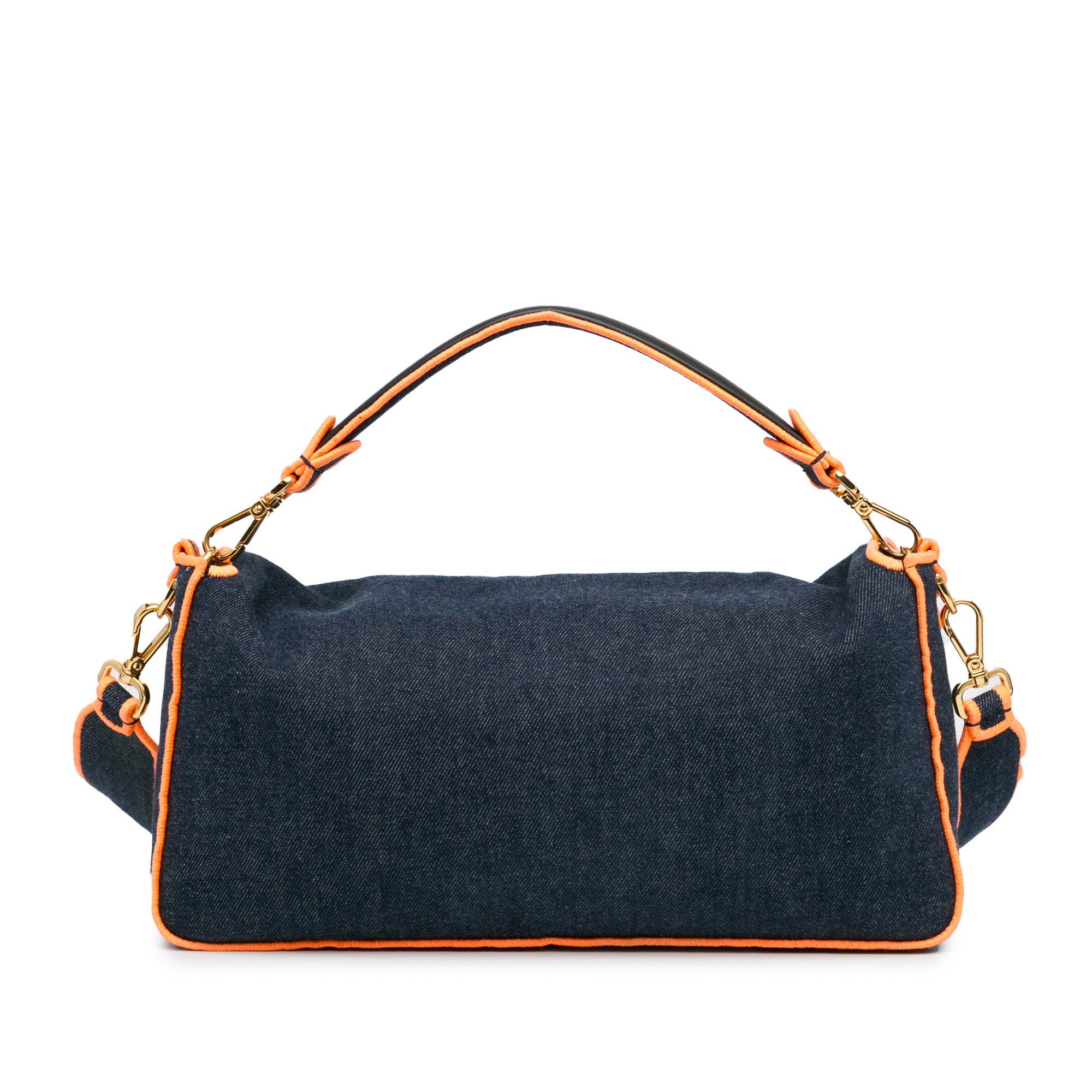 Large Denim Baguette Satchel_2