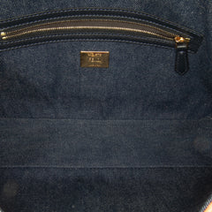 Large Denim Baguette Satchel