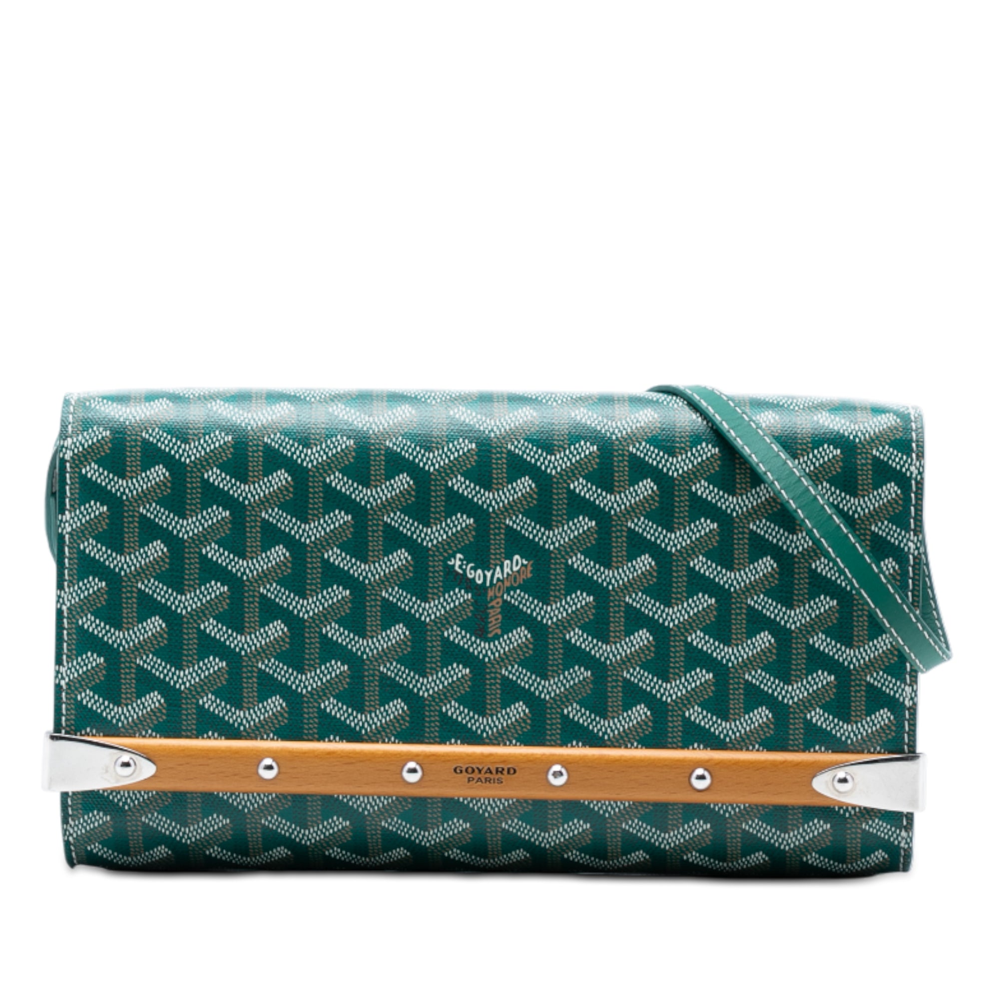 Goyardine Monte Carlo Bois Clutch with Strap
