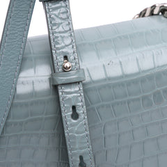 Croc Embossed Calfskin Skull Knuckle Duster Crossbody