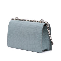 Croc Embossed Calfskin Skull Knuckle Duster Crossbody