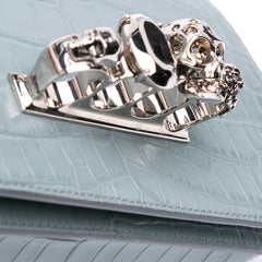 Croc Embossed Calfskin Skull Knuckle Duster Crossbody