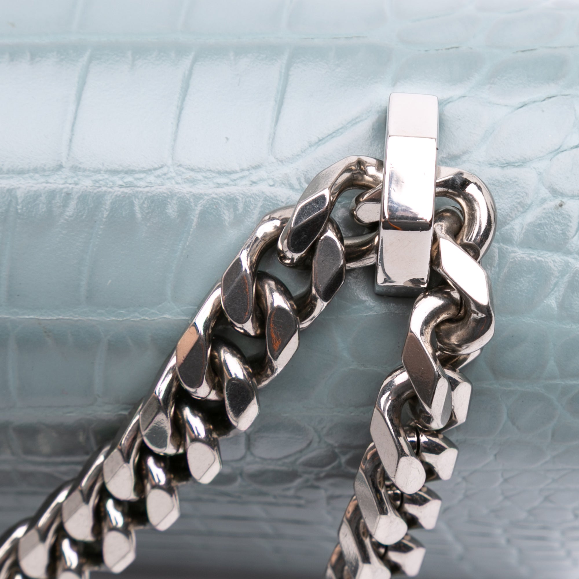 Croc Embossed Calfskin Skull Knuckle Duster Crossbody