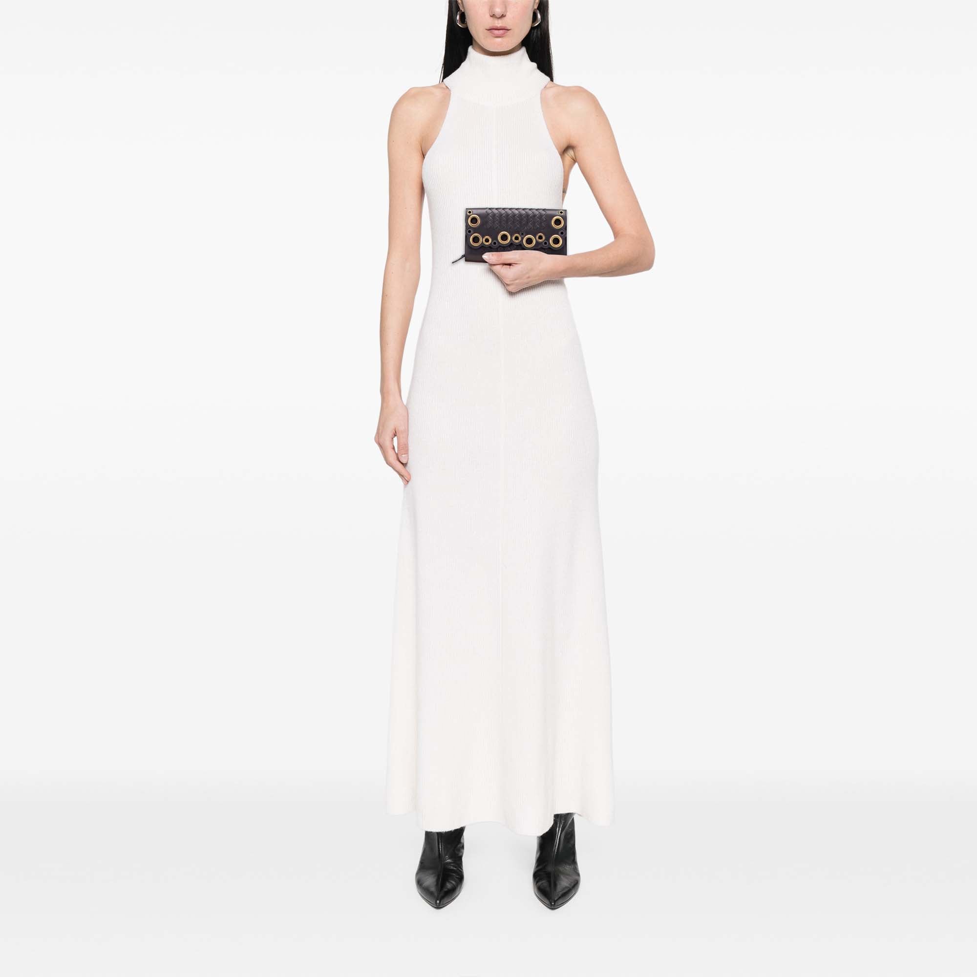 Nappa Intrecciato Grommet Scalloped Edge Long Wallet