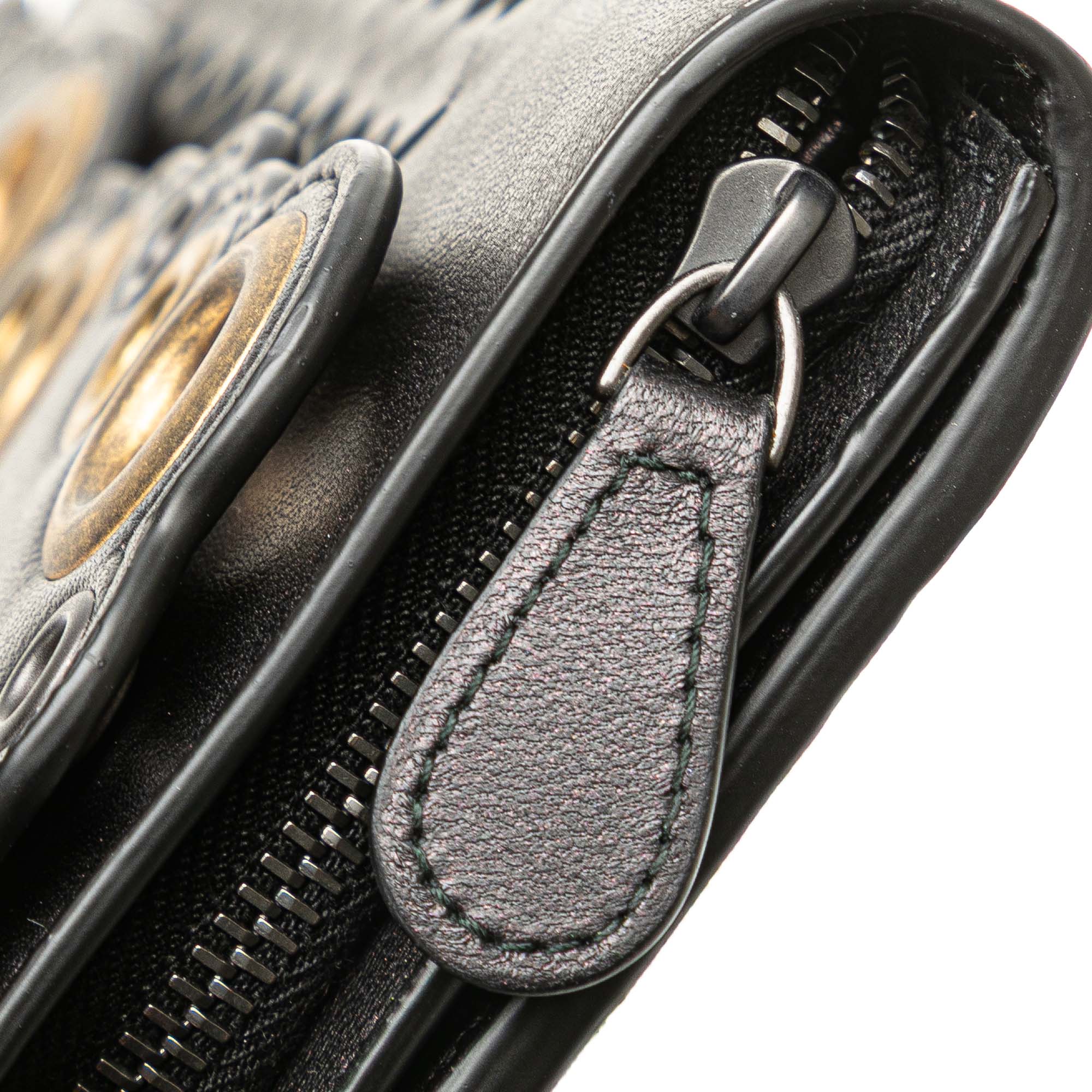 Nappa Intrecciato Grommet Scalloped Edge Long Wallet