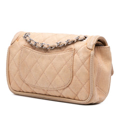 Medium Classic Lambskin Trimmed Canvas Line Double Flap