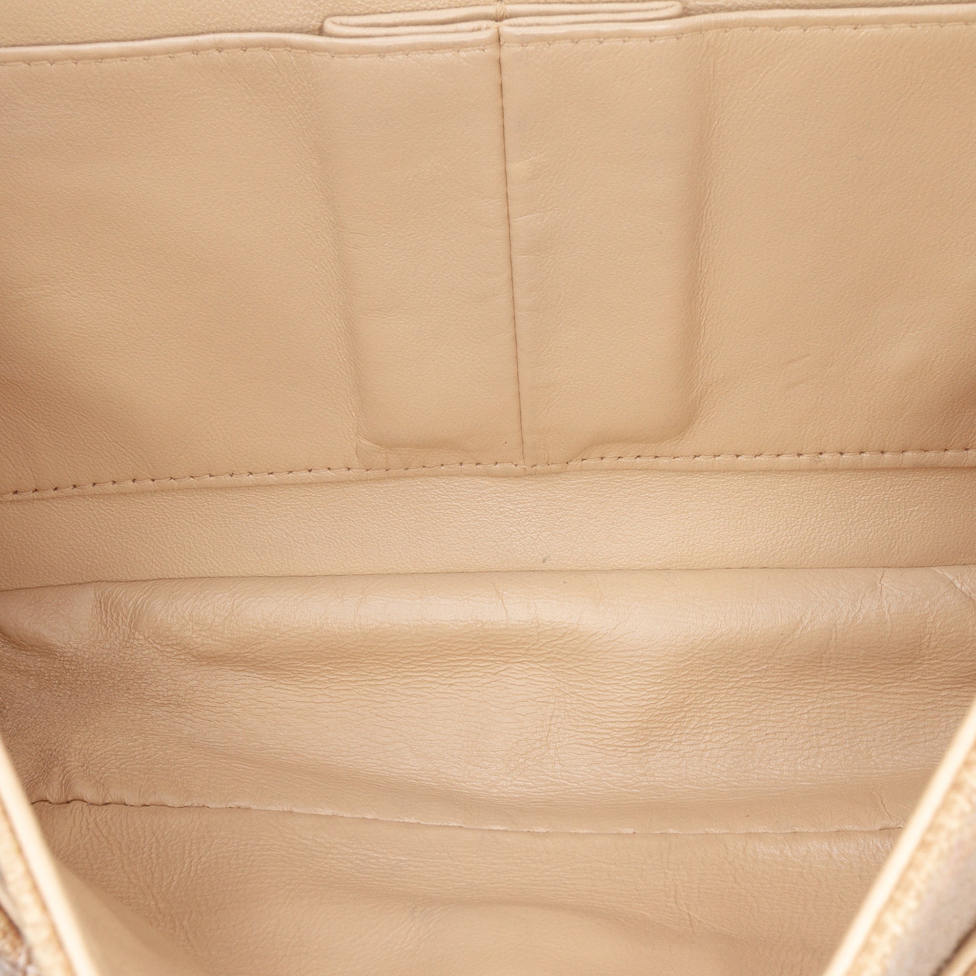 Medium Classic Lambskin Trimmed Canvas Line Double Flap