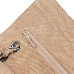 Medium Classic Lambskin Trimmed Canvas Line Double Flap