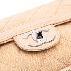 Medium Classic Lambskin Trimmed Canvas Line Double Flap